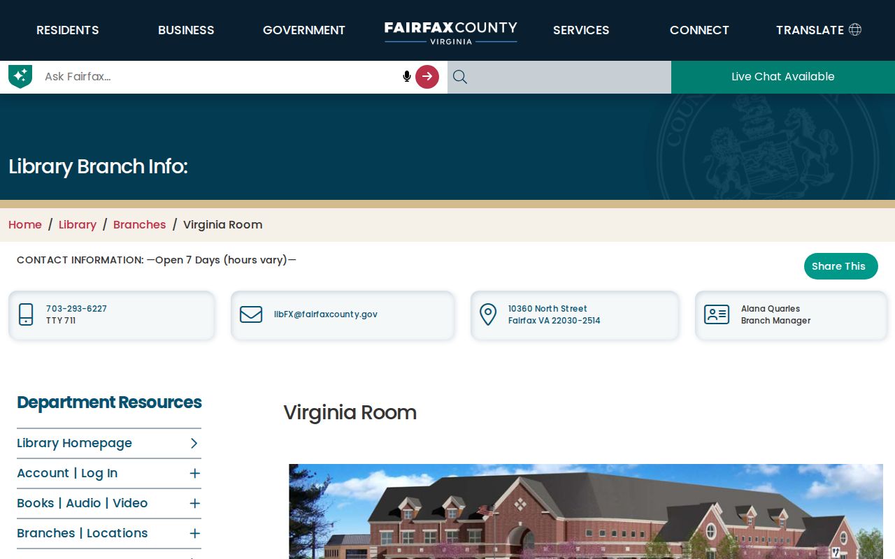 Fairfax city directory Virginia Room location and collections