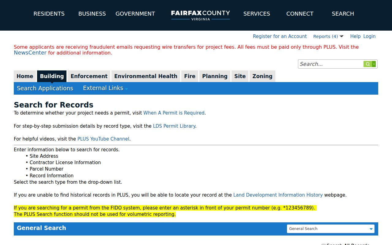 Fairfax street directory PLUS site address and parcel record search