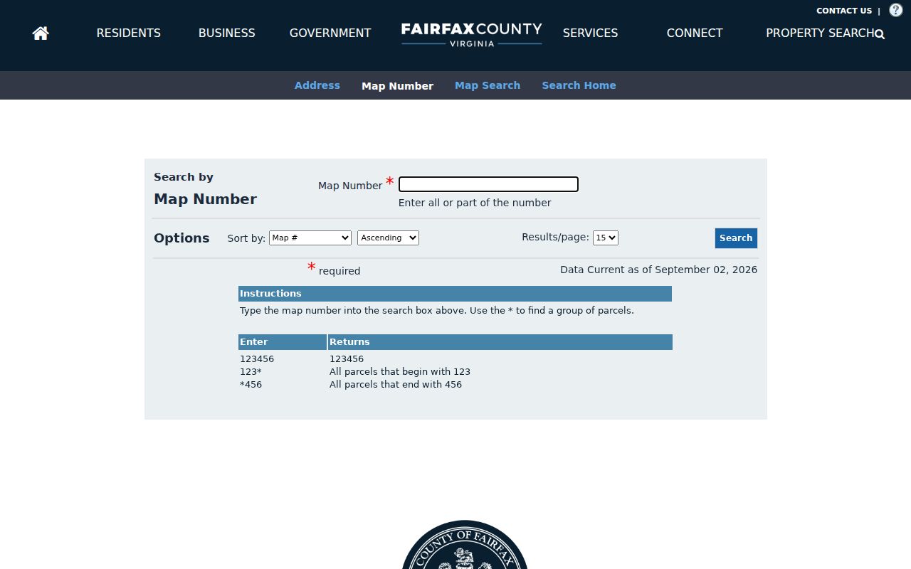 Fairfax street directory iCare map-number property search